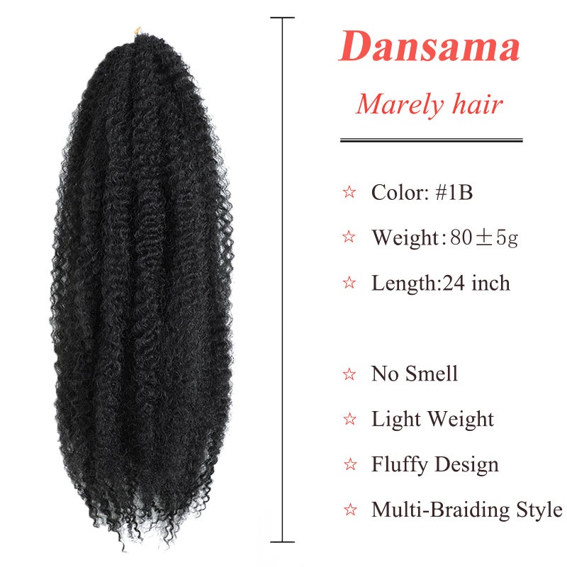 Dansama Marley Hair 24 Inch Marley Twist Hair Afro Twist Marley Braiding Hair for Faux Locs Crochet Hair 3 Packs Synthetic Hair Extensions (24 Inch (Pack of 3), 1B) - Image 2